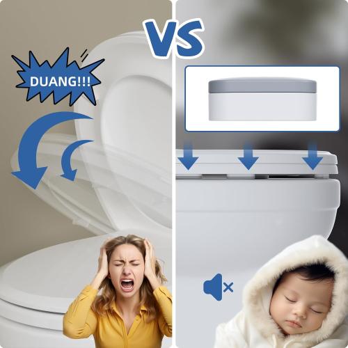 Hibbent 10 Pieces Toilet Seat Bumpers, Universal Buffer Toilet Lid Rubber Bumpers Each One with 2 Thickness TPE Pads(2 Heights) Strong Adhesive Bidet Bumpers Used for Home, Hotel, Hospital