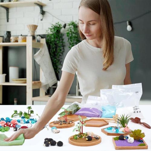 WEBEEDY Japanese Miniature Zen Garden Kit Miniature Ocean Beach Sandbox Decorations Mini Zen Garden Accessories for Christmas Home Office Desktop Decor Gift,Diameter 4/4.2/4.4(10/10.5/11cm)