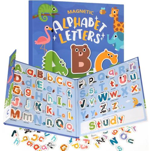 Magnetic Letters Alphabet ABC Magnets Uppercase Lowercase Letters Matching Puzzle Book Educational Preschool Learning Spelling Games Toy for Toddlers Kids 3 4 5 Years Old