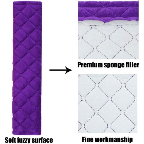 MIRKOO Car Seat Belt Cover Pad, 2-Pack Soft Car Safety Seat Belt Strap Shoulder Pad for Adults and Children, Suitable for Car Seat Belt, Backpack, Shoulder Bag, Laptop Computer Bag (Purple)