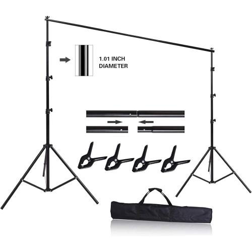 Size 10ft x 8.5ft Adjustable Photography Backdrop Support System Photo Video Studio Muslin Background Stand Kit with Carry Bag
