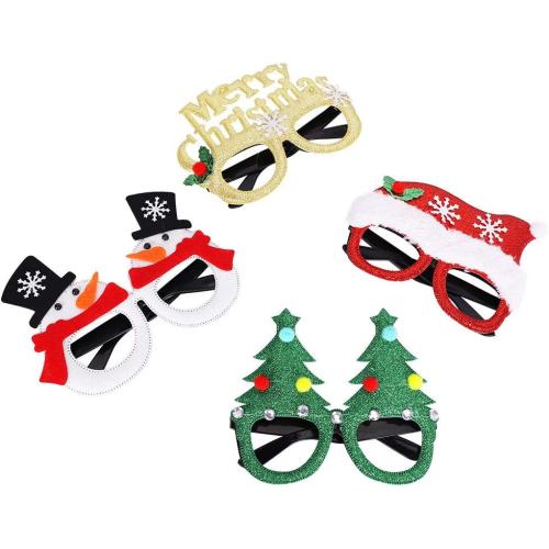 Max Fun 12Pcs Christmas Glasses Glitter Holiday Party Glasses Frames Christmas Decoration Accessories Costume Eyeglasses for Christmas Parties Holiday Favors (One Size Fits All)