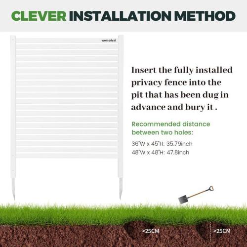 Air Conditioner Fence 2 Panels, 48 W x 48 H Outdoor Trash Can Fence, Easy Assembly Decorative Privacy Screen for AC Units & Pool Equipment