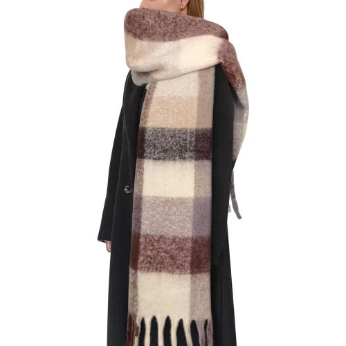 Womens Scarf Winter Big Colorful Checked Thick Warm Soft Scarves Casual Tassel Blanket Scarf
