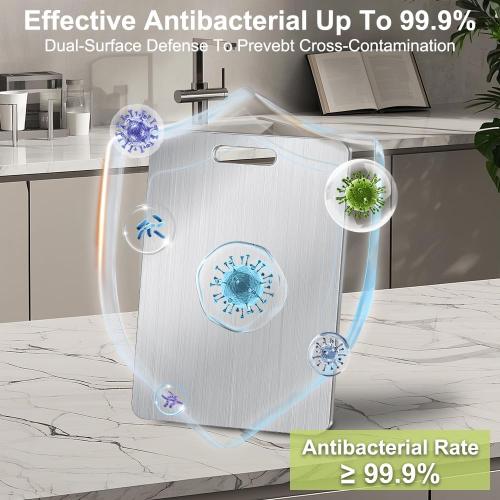 Titanium Cutting Board Set of 3 for Kitchen, 100% Pure Titanium Double-Sided Food-Grade Cutting Boards for Meat Cheese Vegetable Fruit (S M L)