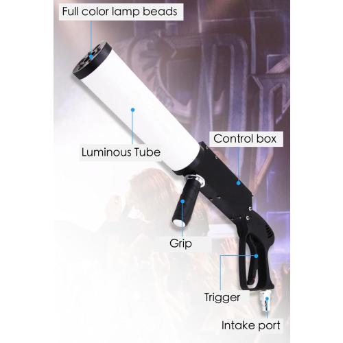Color White CO2 Fog Machine, Handheld Fog Gun, Cannon Fog Machine with LED Lights Effect, Fogger, Smoke Gun With 3 Meter Gas Hose for Night Club Party, DJ Effects