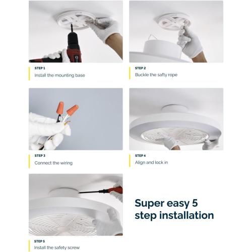 WHITE Orison Ceiling Fans with Lights, Low Profile Ceiling Fan with Lights and Remote, 6 Wind Speeds Smart Flush Mount Ceiling Fan for Bedroom, Kids Room and Living Room 19.7 (White)