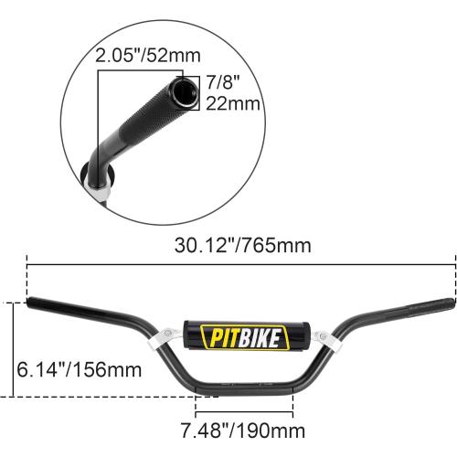 Universal 7/8 Inch 22mm Dirt Bike Handlebars, Upgraded Pit Bike Handlebar with Foam Pad for Motocross CRF YZF KXF KLX RMZ DRZ Pit Dirt Bike ATV Quad - Black