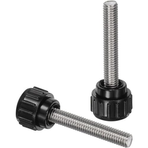 uxcell 12pcs Knurled Clamping Knobs M5 x 30mm Metric 304 Stainless Steel Male Thread Thumb Screw on Type 14mm Plastic Round Head Threaded Hand Bolt Stud Knobs Black