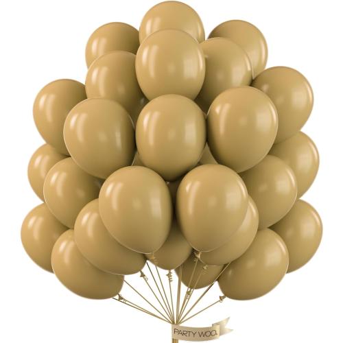 PartyWoo Tan Balloons 100 pcs 12 Inch Light Brown Neutral Boho Coffee Latex Helium Balloons for Wedding Baby Shower Gender Reveal Graduation Safari Woodland Birthday Party Decorations Tan-F19