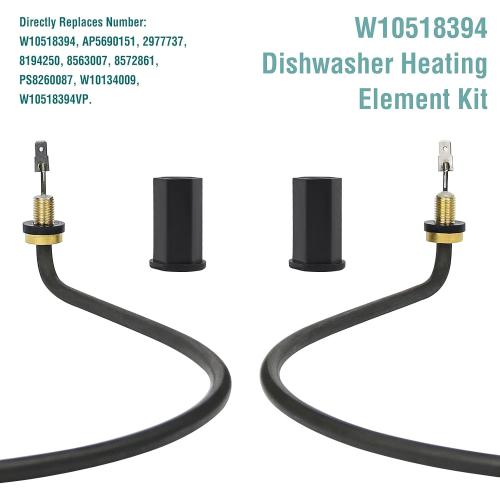 W10518394 W10441445 Dishwasher Heating Element for Whirlpool Kenmore Maytag Replaces W10134009 AP5690151 PS8260087 WDT730PAHZ0 WDF520PADM7 WDF520PADM3 WDF520PADM5 WDT720PADM2 WDT710PAYM3 W10518394VP