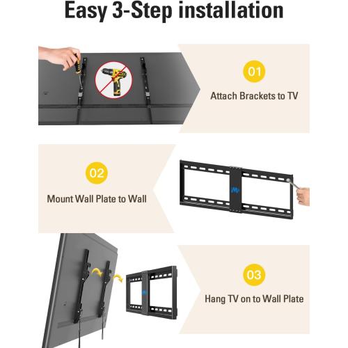 Mounting Dream TV Wall Mount for Most 37-75 Inch TVs, Universal Tilt TV Mount Fit 16, 18, 24 Stud with Loading Capacity 132lbs, Max Vesa 600 x 400mm, Low Profile Flat Wall Mount TV Bracket