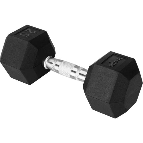 Yes4All Chrome Grip Encased Hex Dumbbells – Hand Weights With Anti-Slip 5-50 LBS Single