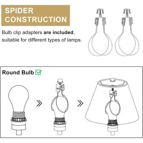 Small Lamp Shades Set of 2, 5.5 Top x 10 Bottom x 6.6 High, Small White Lamp Shades for Table Lamps, Fabric Lampshade Replacement for Bedside Lamp, Wall Sconces, Spider, Clip on Adapters Included