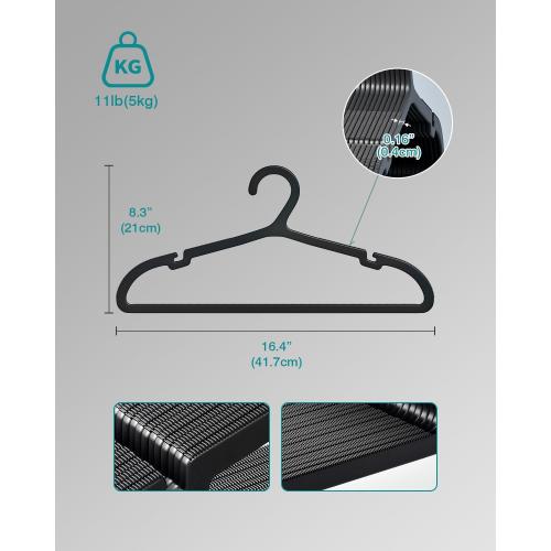 80 Pack Clothes Hangers, Non Slip Plastic Coat Hangers, Space Saving Hangers, Heavy Duty, Hanging Dry Wet Clothes, 16.4 x 8.3, Black, UAPY0580B