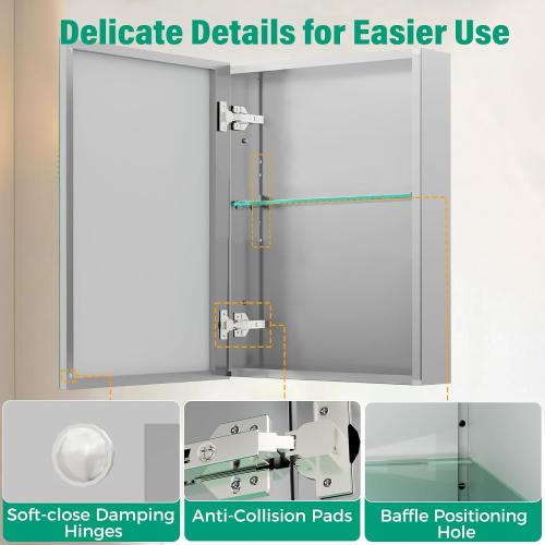 Medicine Cabinet Mirror,Bathroom Mirror with Storage 14 x 18 in | ﻿ Bathroom Medicine Cabinet With Mirror And Adjustable Shelves, Aluminum Recessed or Wall Mounted Medicine Cabinets