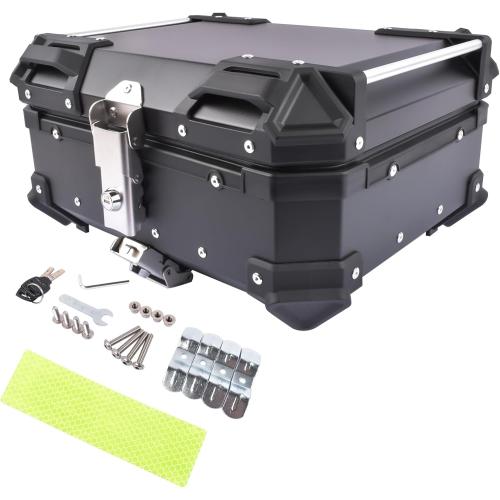 25L Motorcycle Top Case Aluminum Motorcycle Trunk Tour Tail Box with Security Lock for Storage of Luggage Waterproof Motorbike Top Case, black