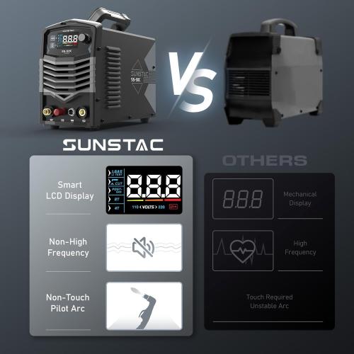 Plasma Cutter, Non-Touch Pilot Arc 50Amps Non-High Frequency Plasma Cutting Machine with Large LCD Display 110/220V Dual Voltage IGBT Inverter 4/5 Inch Max Cut 2T/4T, for Beginners DIY