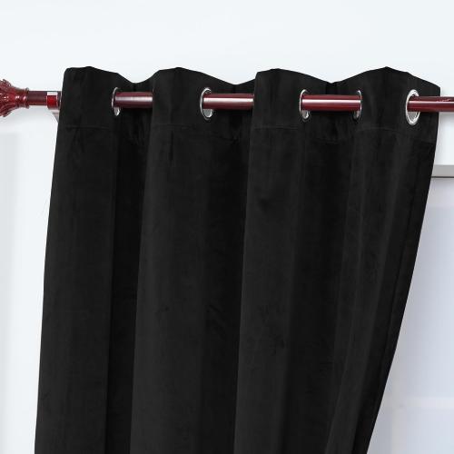 INLINAS Velvet Blackout Curtain - Luxurious Softness with Light Control, Thermal Insulated, Noise Reduction, Energy Saving Set of 2 Panels, Black, 52W x 63L Inch