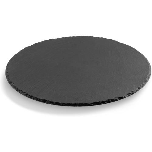 13 Dark Grey Navaris Slate Lazy Susan Serving Platter - 13 (33cm) Rotating Turntable Tray Board for Cheese Dessert Dishes Cake Snack Platters Tapas - Rotating Server