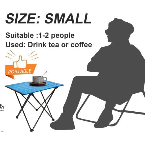 Camping Table Folding Portable Camp Side Table Aluminum Lightweight Carry Bag Beach Outdoor Hiking Picnics BBQ Cooking Dining Kitchen Blue Small
