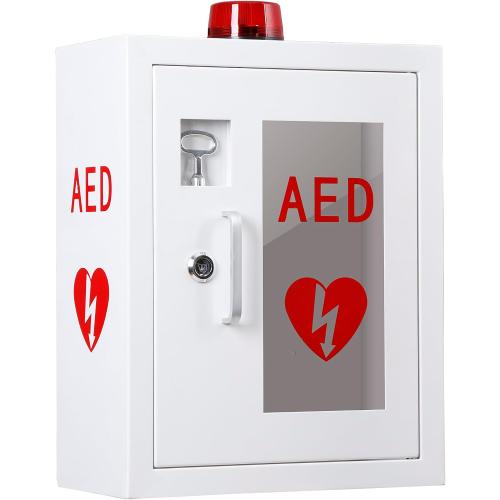 AED Defibrillator Wall Mounted Cabinet with Alarm, AED Medicine Cabinet with Lock Fits All Brands AED Defibrillator 12.8 x 6.7 x 16.1 inch ( damaged and broken see the pictures)