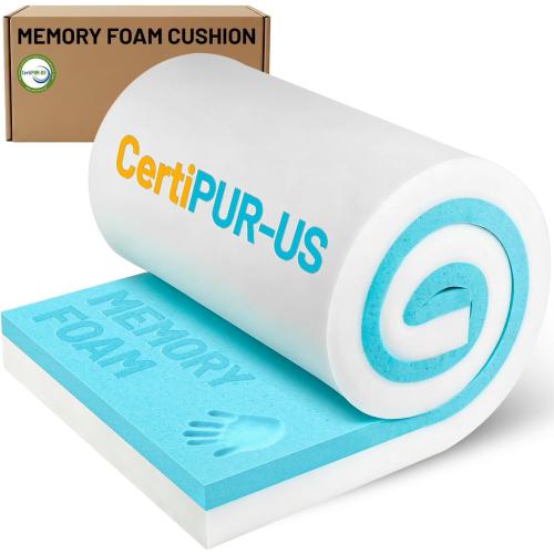 POYNUC Memory Foam Pad,1 Thick Gel Infused Cushion for Mattress Topper Pet Bed Gaming Chair RV Outdoor Sofa Breathable Low VOCs Cut to Size (24 * 72 * 1 in)