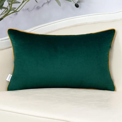 Yangest Green Throw Pillow Cover Velvet Cushion Cover Branches Rectangular Pillowcase for Sofa Couch Bedroom Living Room, 12x20 Inch