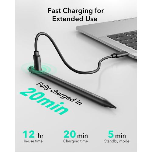 ESR Geo Digital iPad Pencil Findmy Compatible with Apple iPad 2018-2025,with Easy Shortcuts for Apple iPad A16/10/9/8 & Air 13/11 & Pro 12.9/13/11 & Mini 7/6/5,Black(No Wireless Charging)