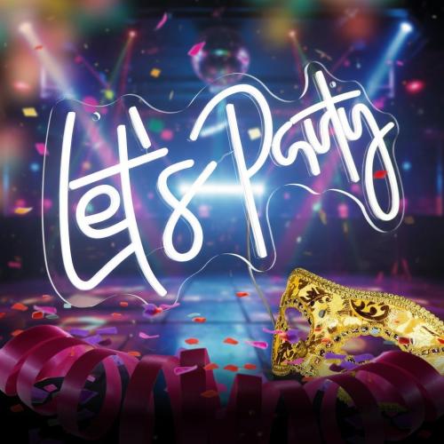 Let's Party LED Neon Sign, Cool White Neon Light 21.7×10.4 Inch for Wall Backdrop Decor, Bachelorette, Birthday, Wedding, Proposal & Engagement Party Indoor Decoration