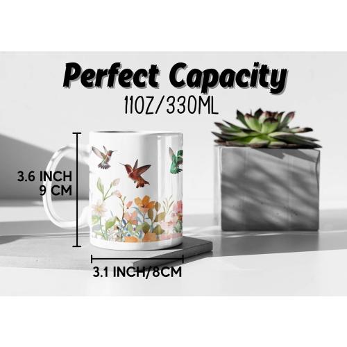 Onebttl Funny Hummingbird Color Changing Coffee Mug - Hummingbird Magic Heat Changing Mug - Hummingbird Gifts for Women, Men, Hummingbird Lovers on Birthday, Xmas - (White)