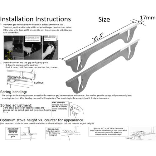 TrueGem Stove Gap Covers - 25.4, 316 Stainless Steel | Oven Side Gap Filler | Range Trim Kit | Guard Between Stove Top & Counter