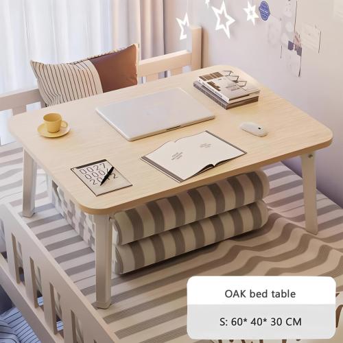 Folding Lap Desk for Bed, 23.6 Inch Portable Laptop Stand for Couch, Bed & Floor | Bed Tray Table for Eating, Writing, Reading | Foldable Sturdy Laptop Desk for Adults, Oak