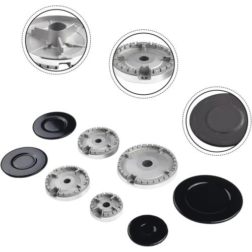 8 PCS Gas Stove Burner Caps Set, Universal Replacement for Most Gas Stoves 1 Large, 1 Small, 2 Middle Sizes Durable Flame Crown Covers for Oven Hobs