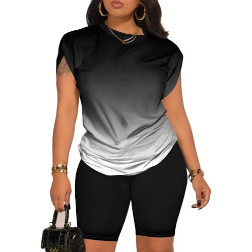 PINSV Women 2 Piece Outfits Summer Sweatsuits Biker Short Workout Jogger Sets
