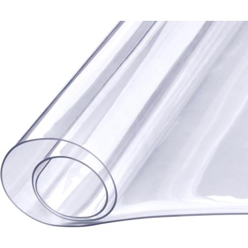 VEVOR  Large Clear Table Cover Protector, 1.5mm Thick PVC Plastic Tablecloth, Waterproof & Oil Spill Proof, Customizable Rectangle Table Cover for Writing Desk, Coffee Table, Dining Room Table