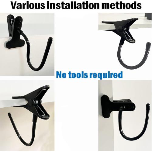 Headphone Stand with Adjustable Hook, Metal Headset Holder, Flexible Tip, Clamp-On, Universal Thickness, Vertical and Horizontal Mount, for Desk up to 2 inch (50MM) - 744591662932