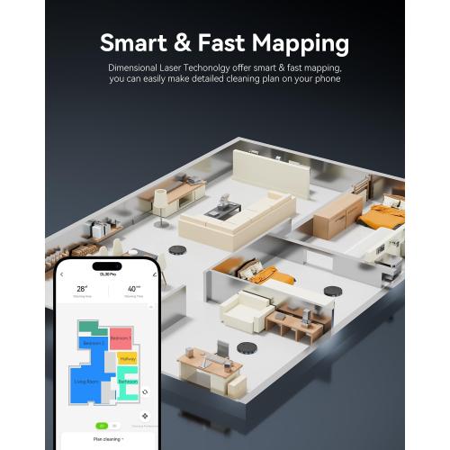 Robot Vacuum and Mop Combo, LiDAR Navigation, Ultra Slim Design, 9000Pa Suction Robotic Vacuum Cleaner – 200 Min Runtime, Auto Recharge, Customizable Cleaning for Pet Hair, Hard Floors