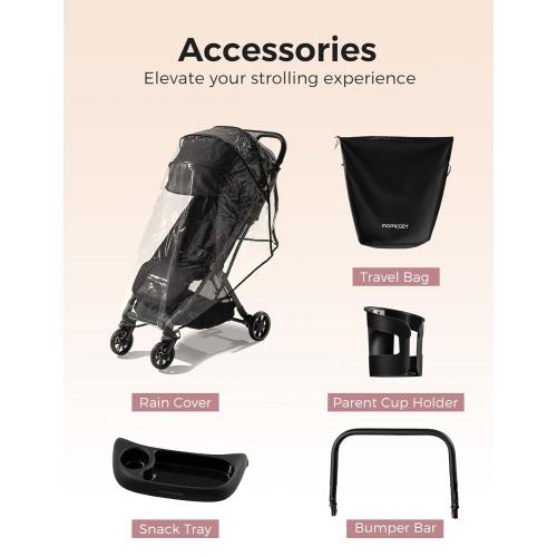 Momcozy ClickGo Lightweight Stroller, Compact Travel Stroller for Airplane with One-Click Fold, Baby Strollers and Toddler Stroller with Large Canopy for Kids from 0 Months, Extendable UPF50  Canopy