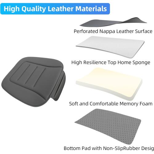 KAYI Car Seat Cushion, Comfort Memory Foam Car Cushions for Driving, Breathable Leather Surface with Anti Slip Rubber Bottom, Seat Cushion for Car and Office Chair (1 Pack, Grey)