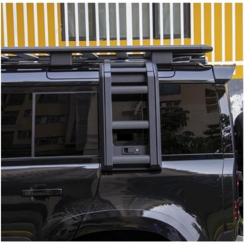 Telescopic Side Folding Ladder Compatible For LAND ROVER Defender 90 110 2020 2021 2022 2023 2024 (90 Black)