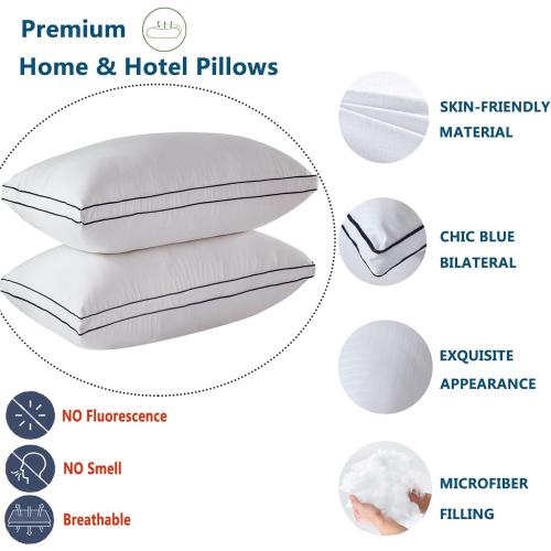 Gehannah Bed Pillows for Sleeping, Luxury Plush Soft Pillow with Home and Hotel, Breathable Microfiber Cover Skin-Friendly Pillows for Side Back Sleepers