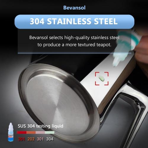 304 Stainless Steel Teapot Long Strain Large Capacity Teapot with Infuser and Removable Filter for Home Restaurant Office Dinnerware Accessories Drinkware Item (750ml)