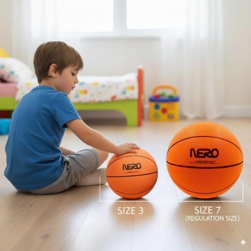 NERO SPORT Ninja Silent Basketball- Soft Foam Indoor Hoop Play | Soundless Ball for Quiet Dribbling and Indoor Training