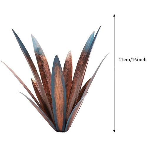 Jesokiibo 2pcs Tequila Rustic Sculpture DIY Metal Agave Plant Home Decor Rustic Hand Painted Metal Agave Garden Ornaments Outdoor Decor Figurines Home Yard Decorations Stakes Lawn Ornaments…