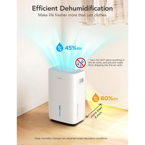 GoveeLife Dehumidifier for Home 4,500 Sq.Ft, 50 to 137 Pint Smart Auto Humidity Control, Drain Hose, 2.0Gal Bucket, Compressor Dehumidifiers for Basement with Auto Shut Off, Bathroom, Garage, w/WiFi