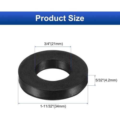 uxcell 12 Pcs Solid Nitrile Rubber Flat Washer DN20 1-11/32 OD x 3/4 ID x 1/4 Thickness Large Washers O Ring Sealing Gaskets, Industrial Flat Rubber Spacer, Black