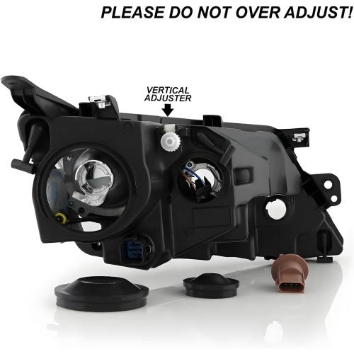 Pair Headlight Assembly Set For 2010 2011 2012 Ford Fusion S SE SEL Hybrid Sport Sedan Replacement Halogen Headlamps Matte Black Housing Clear Lens Passenger and Driver Side Front Bumper Lights(LH&RH)