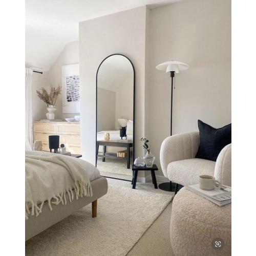 SUNQUEEN 58x19 Floor Mirror Full Length, Arched Full Length Mirror with Stand, Full Body Mirrors for Bedroom Living Room or Cloakroom Black
