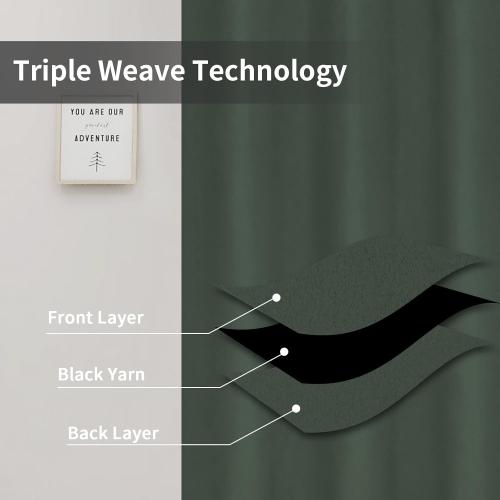 Easy-Going Blackout Curtains for Bedroom, Solid Thermal Insulated Grommet and Noise Reduction Window Drapes, Room Darkening Curtains for Living Room, 2 Panels(46x84 in, Greyish Green)